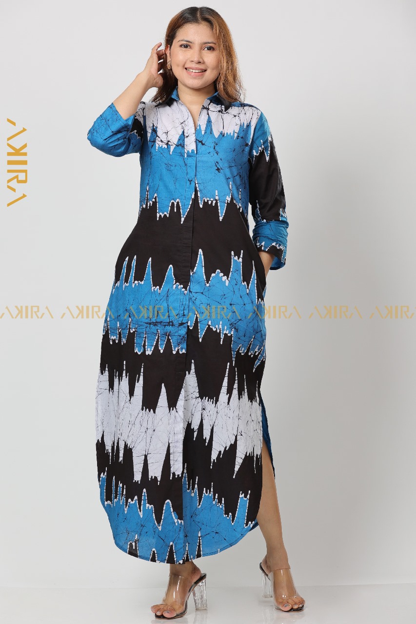 Ocean Wave Batik Dress for Women