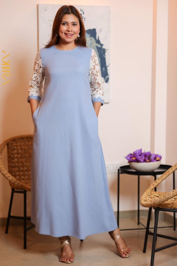 Silver Splendor Sleeve Detail Dress