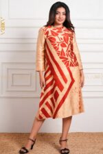 Golden Lady Silk Party Dress