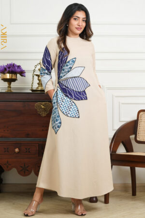 Side Flora Linen Dress