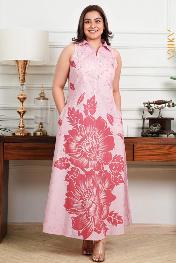 Red maple batik designer dress