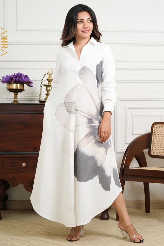 Big Floral Linen Dress