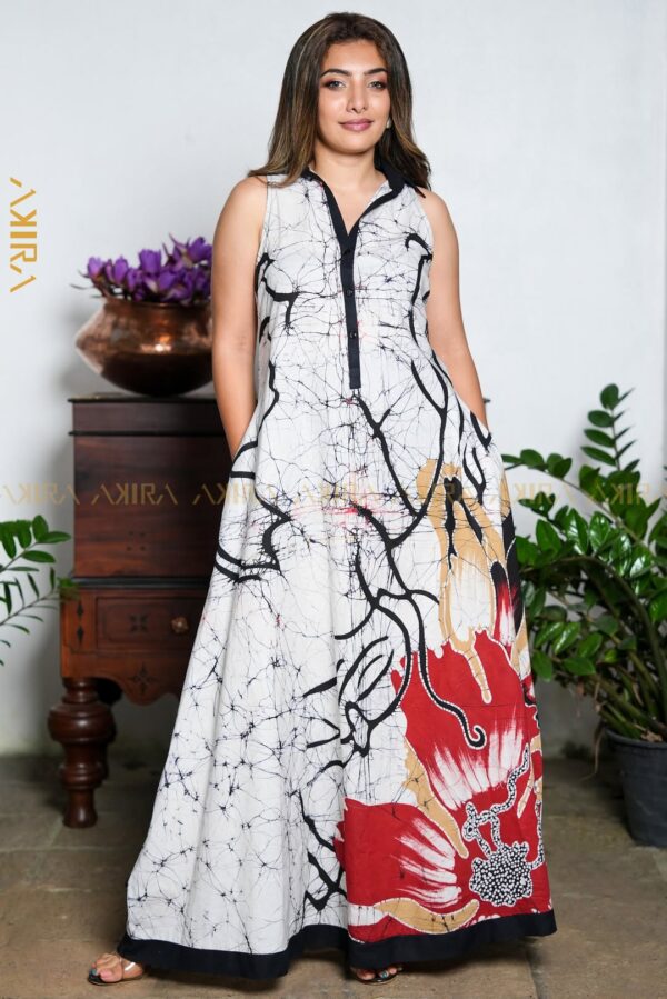 Violet Flora Batik Designer Dress