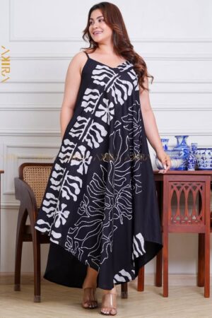 Dark Leaves Batik Designer Dress