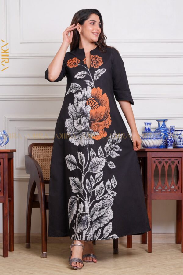 Dark flora batik designer dress