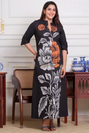 Dark flora batik designer dress