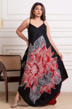 Dark flora batik designer dress