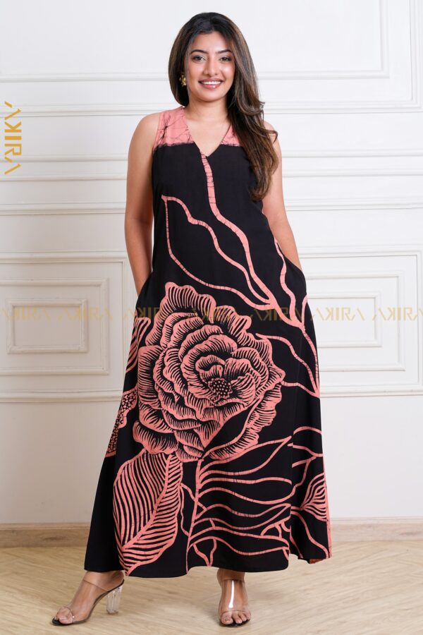 Midnight Floral Batik Dress