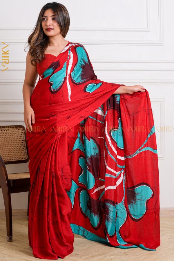 Exclusive Dainty Silk Batik Saree (red)