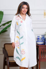 Side Floral Linen Dress