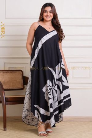 Dark flora batik designer dress