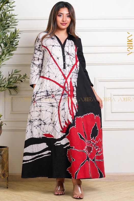 Maroon Mirage Batik Dress
