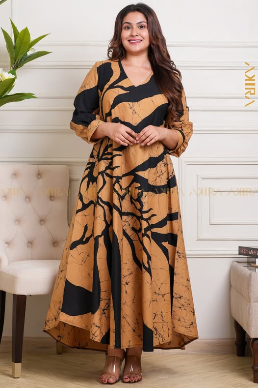Zinovia modern flared batik dress