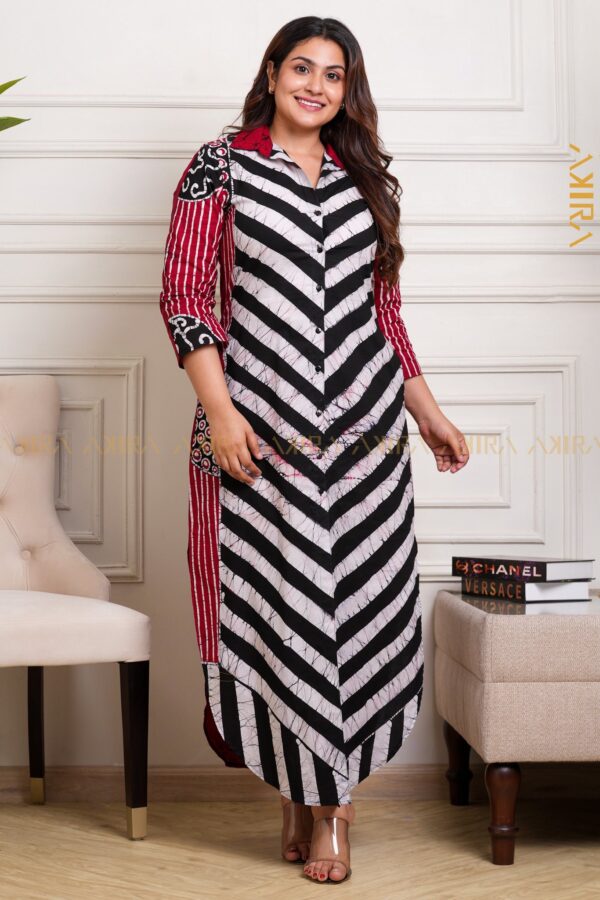 Zag Line Batik Designer Dress