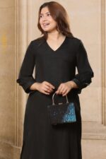 Butterfly Shine Silk Flared Dress