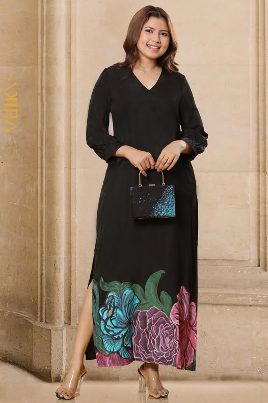 Butterfly Shine Silk Flared Dress