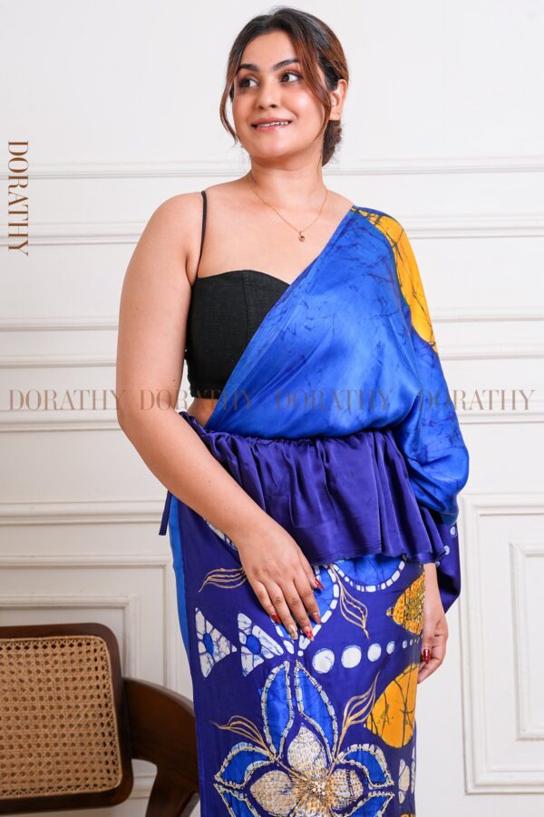 Blue Bead Work Kandiyan Saree
