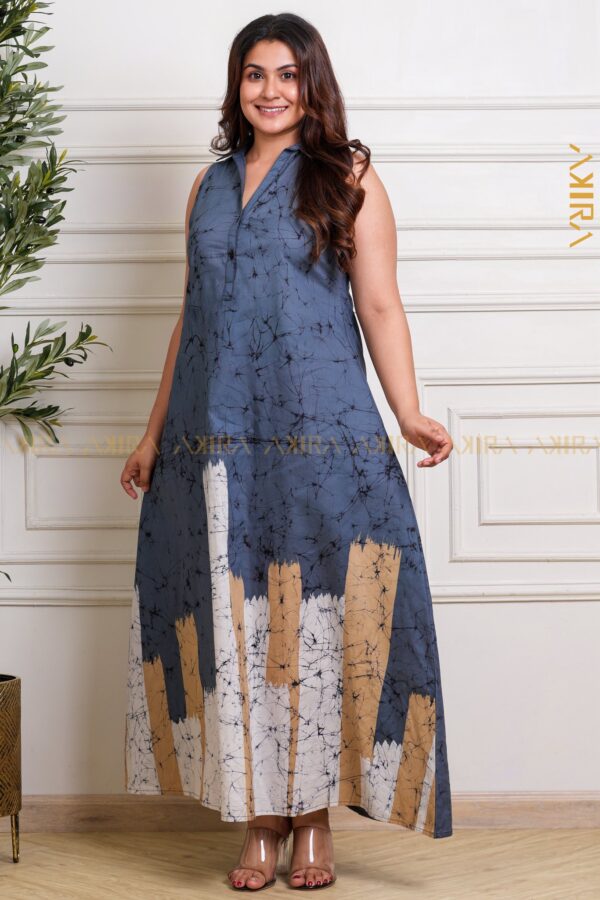 Zag Line Batik Designer Dress