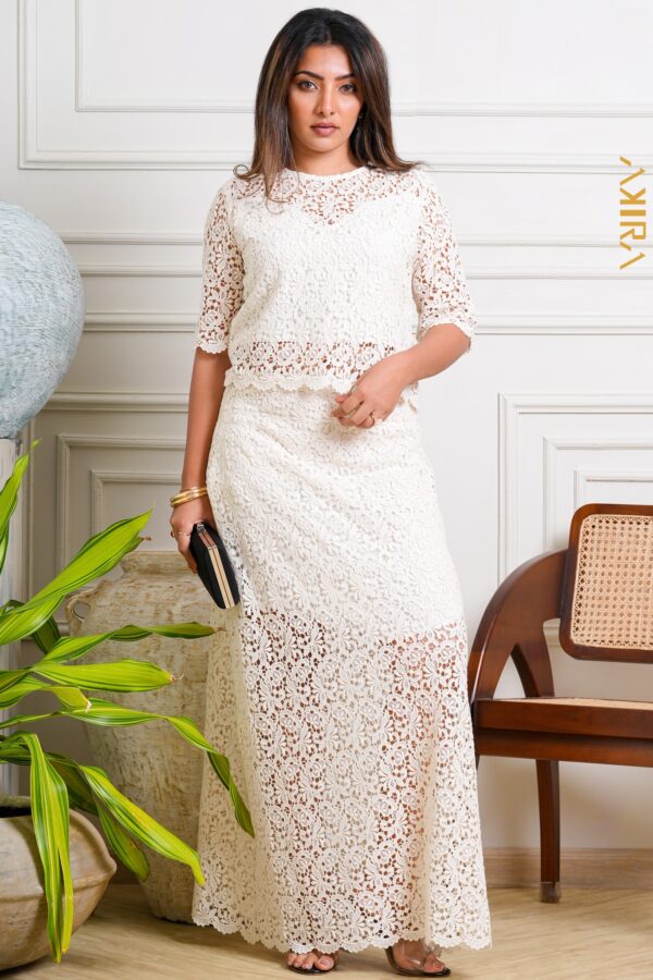 Zenith Elegant Lace Top and Skirt