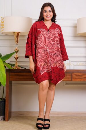 Aradhya flowery batik poncho dress