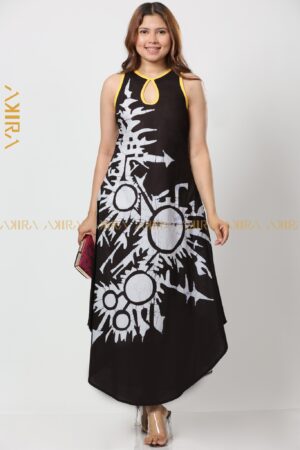 Wave Batik Cutaway Detailed Dress