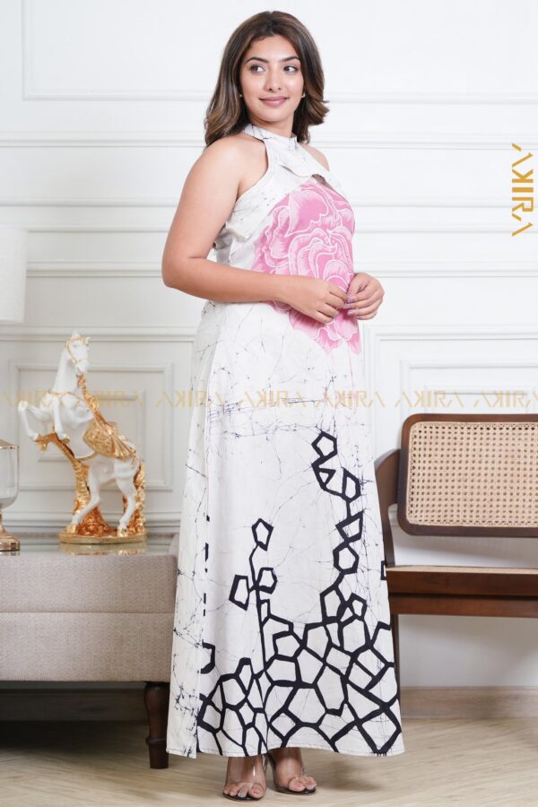 Lotus Imprint Batik Designer Dress