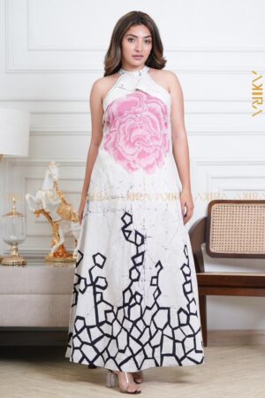 Lotus Imprint Batik Designer Dress