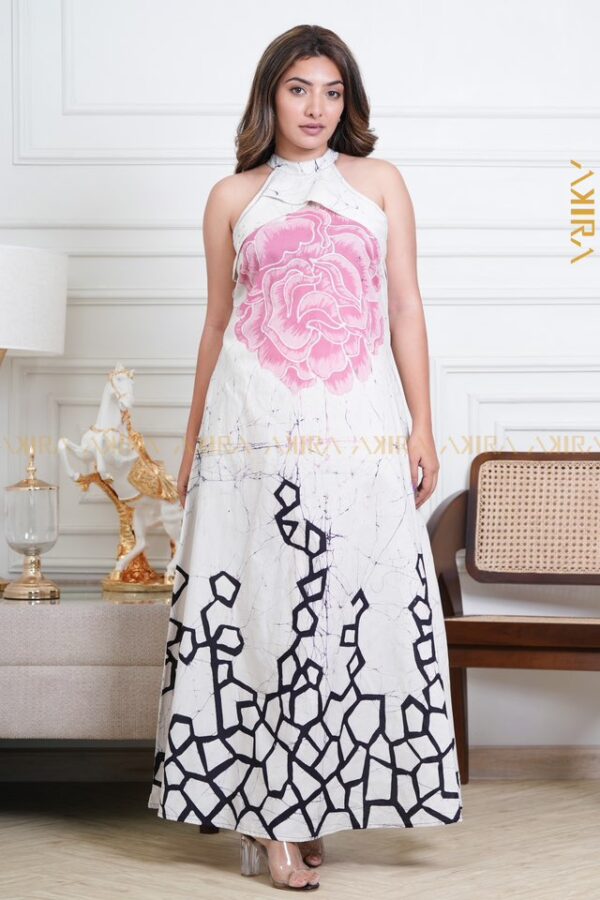 Lotus Imprint Batik Designer Dress