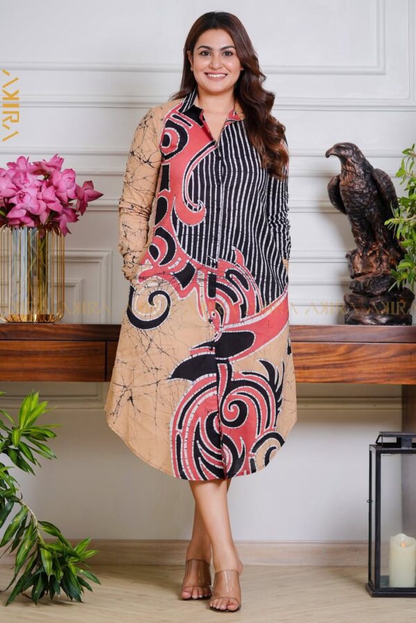Dusty Coral Batik Designer Dress