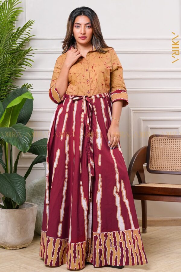 Jasmine Lotus Batik Flared Dress