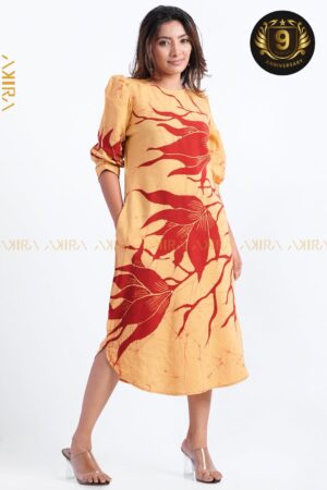Golden Butterfly Batik Dress
