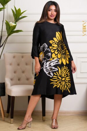 Middle Golden Flora Party Dress