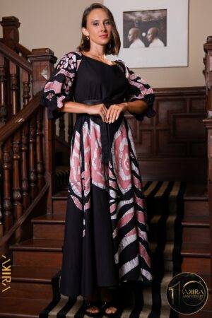 Midnight Charm Batik Flared Dress