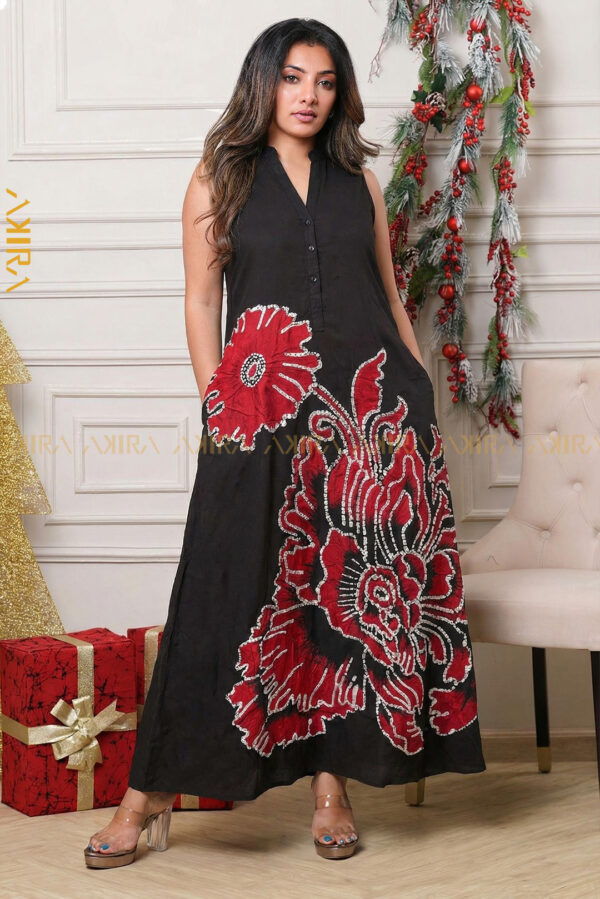 Dark Flora Silk Party Dress
