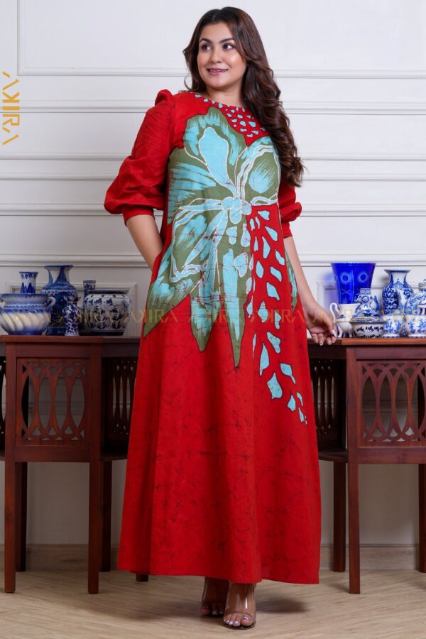Middle Flora Designer Batik Dress