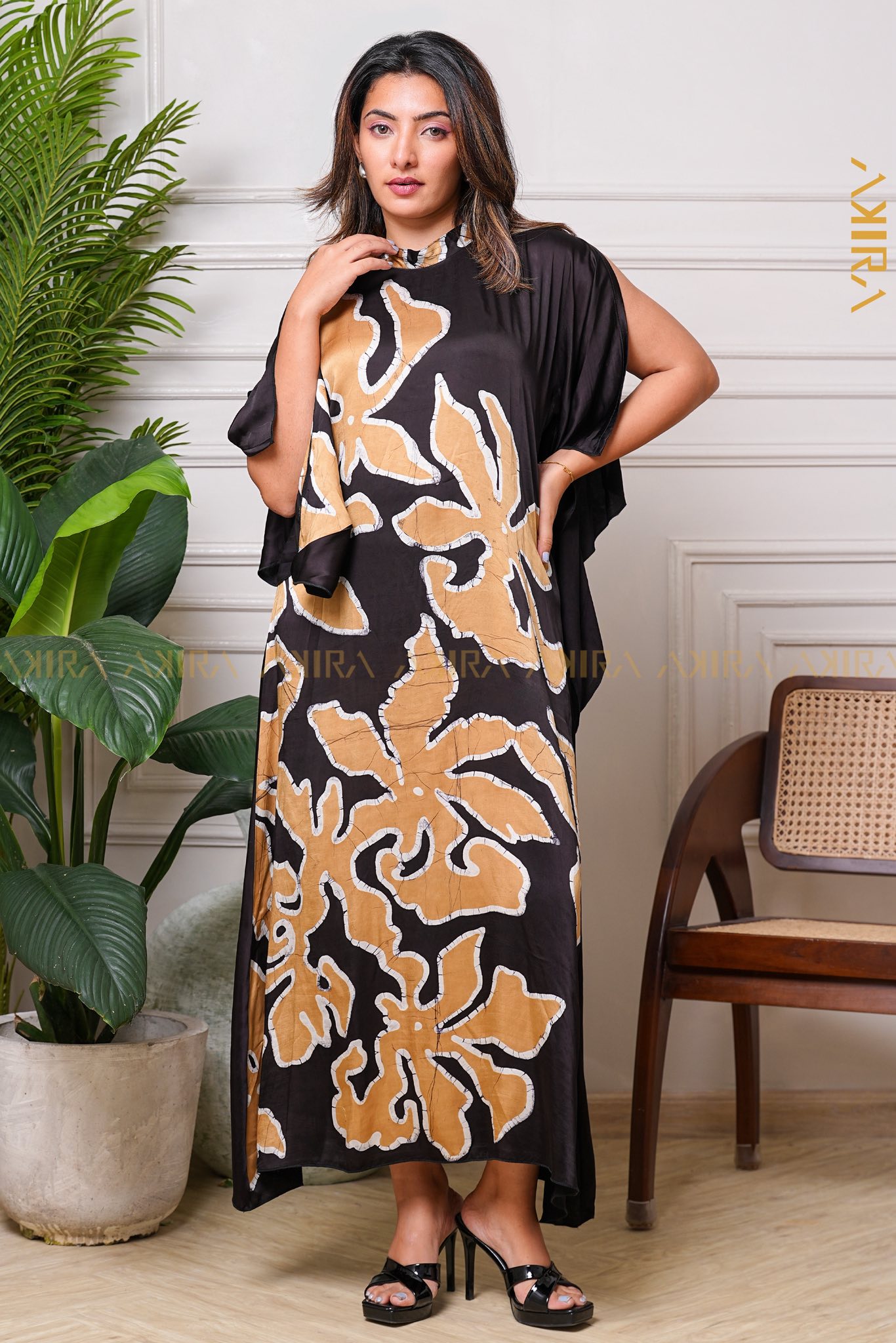 Floral elegance silk party dress