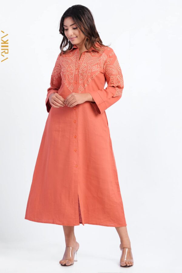 Flux Loom Linen Detailed Dress