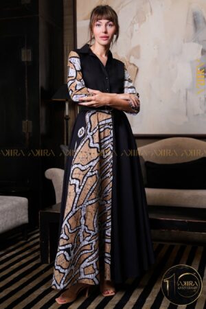 Golden Aura Batik Flared Dress 2