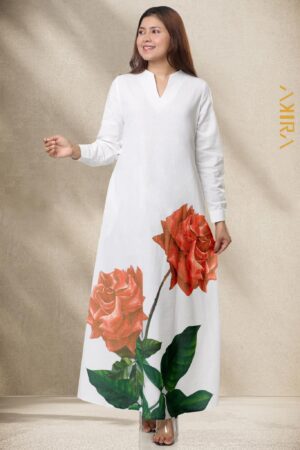 Rose Flowery Linen Dress 2