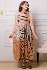 Crimson ivory aura batik dress
