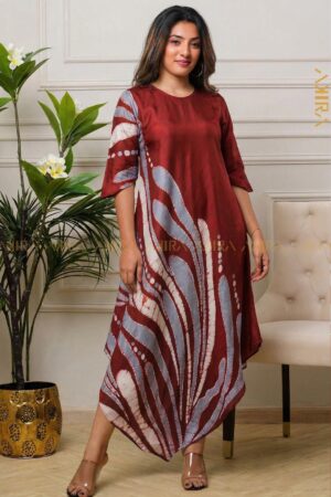 Plum aura silk designer dress