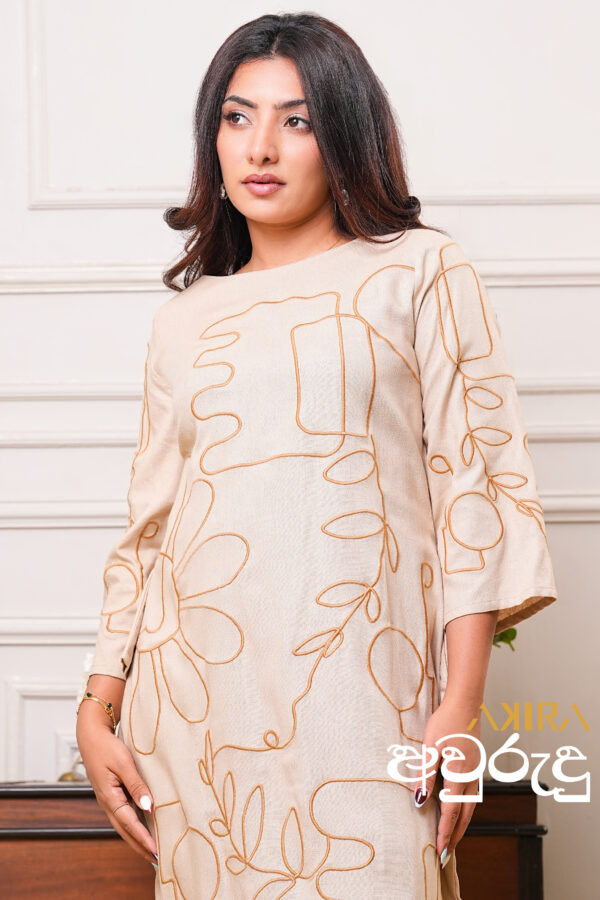 Golden Flora Detail Dress