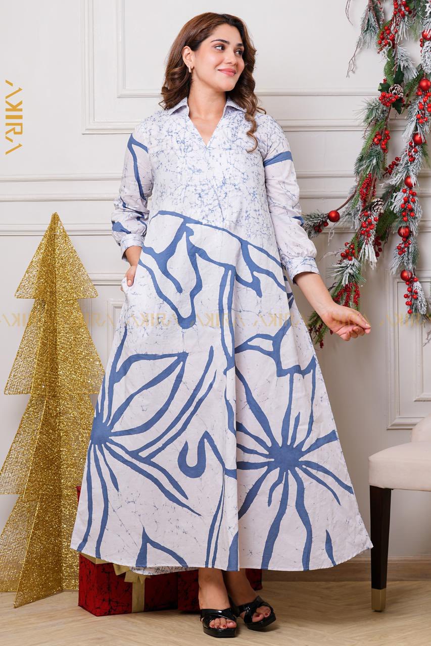 Flame Blossom Batik Dress