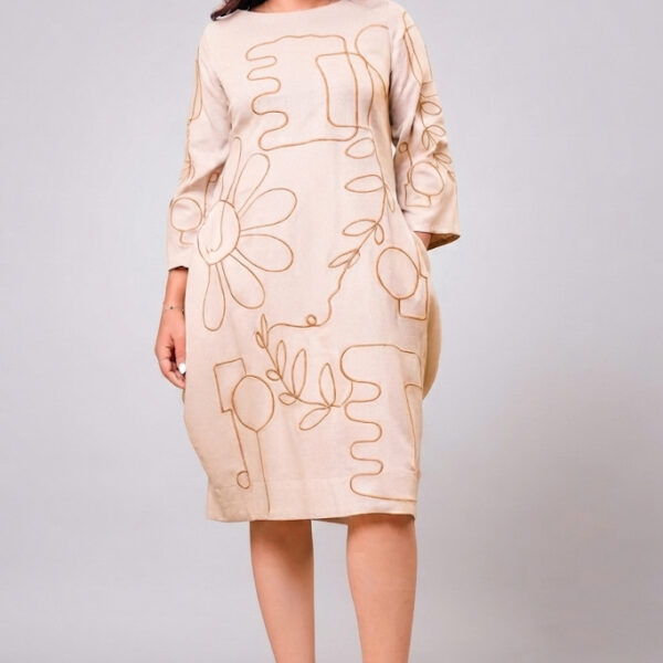 Golden Flora Detail Dress