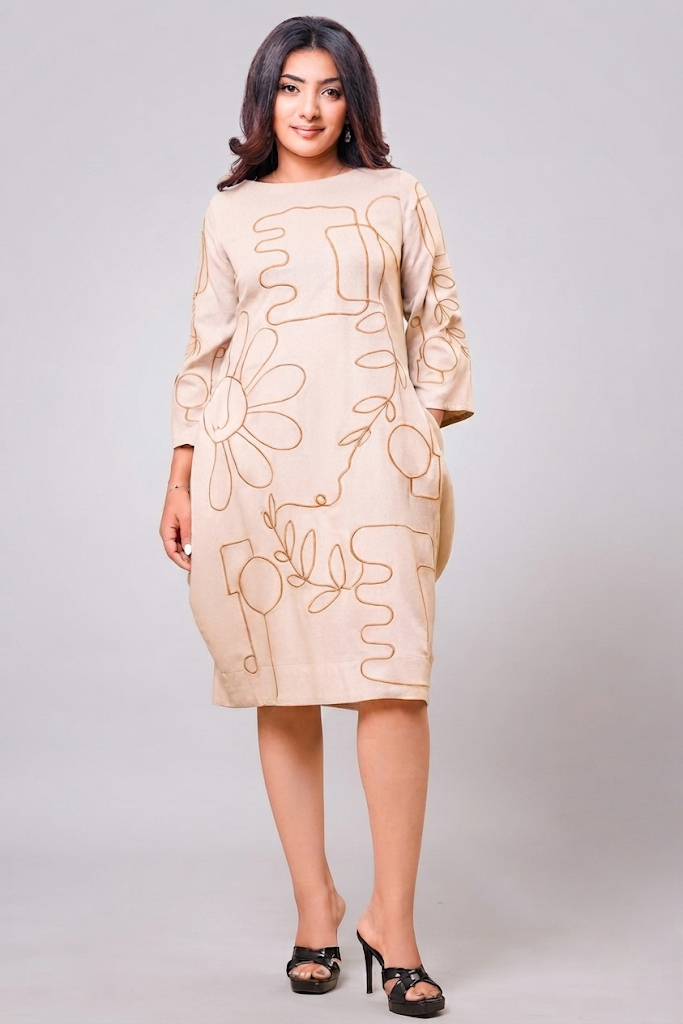 Golden Flora Detail Dress