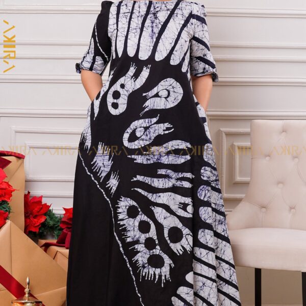 Luxe Dusk Petal Batik Designer Dress