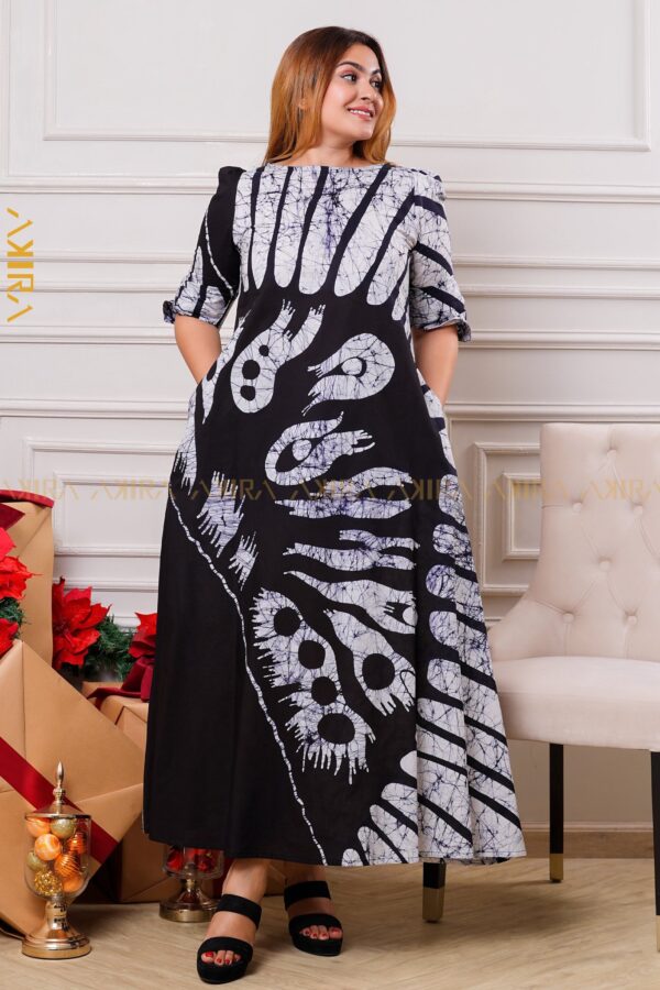 Luxe Dusk Petal Batik Designer Dress