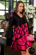 Midnight petal silk party dress