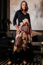 Rose cascade silk party dress
