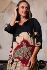 Rose cascade silk party dress